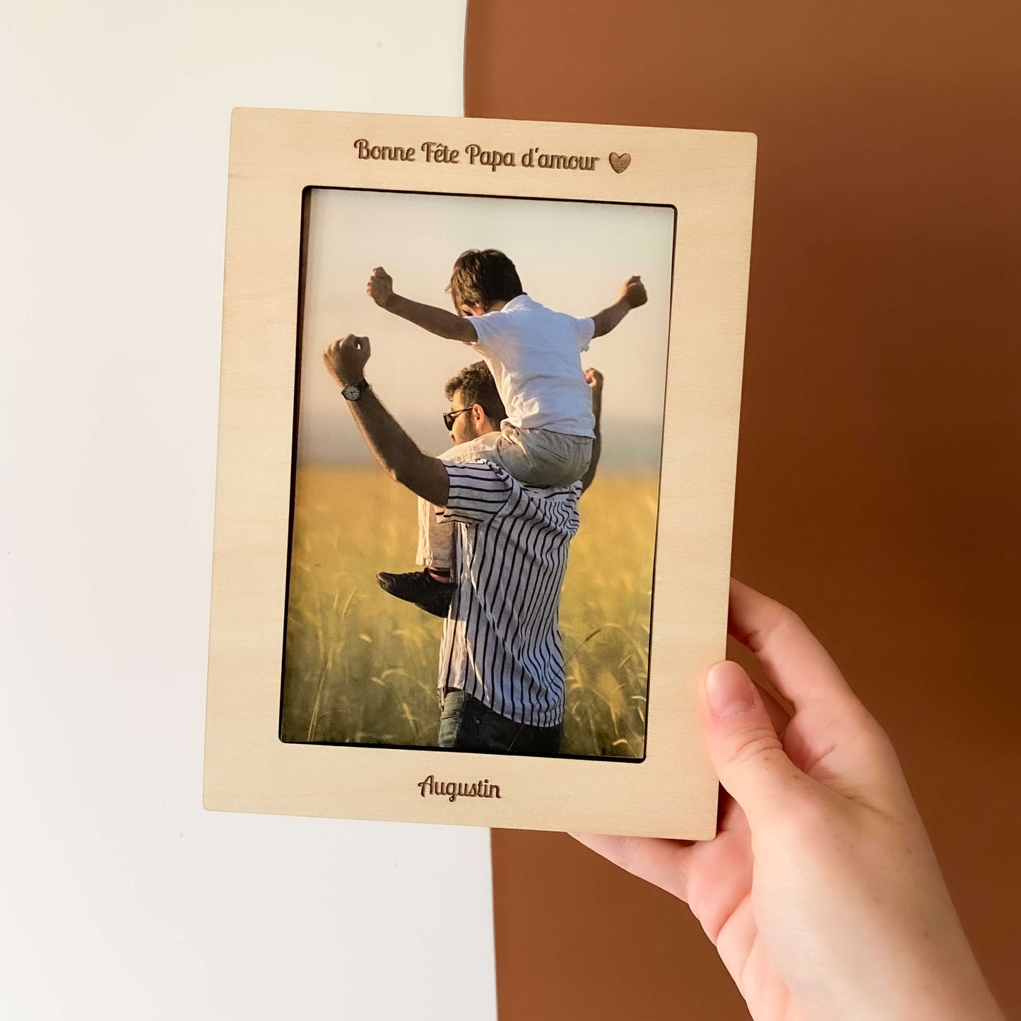 Cadre photo en bois aimanté personnalisé