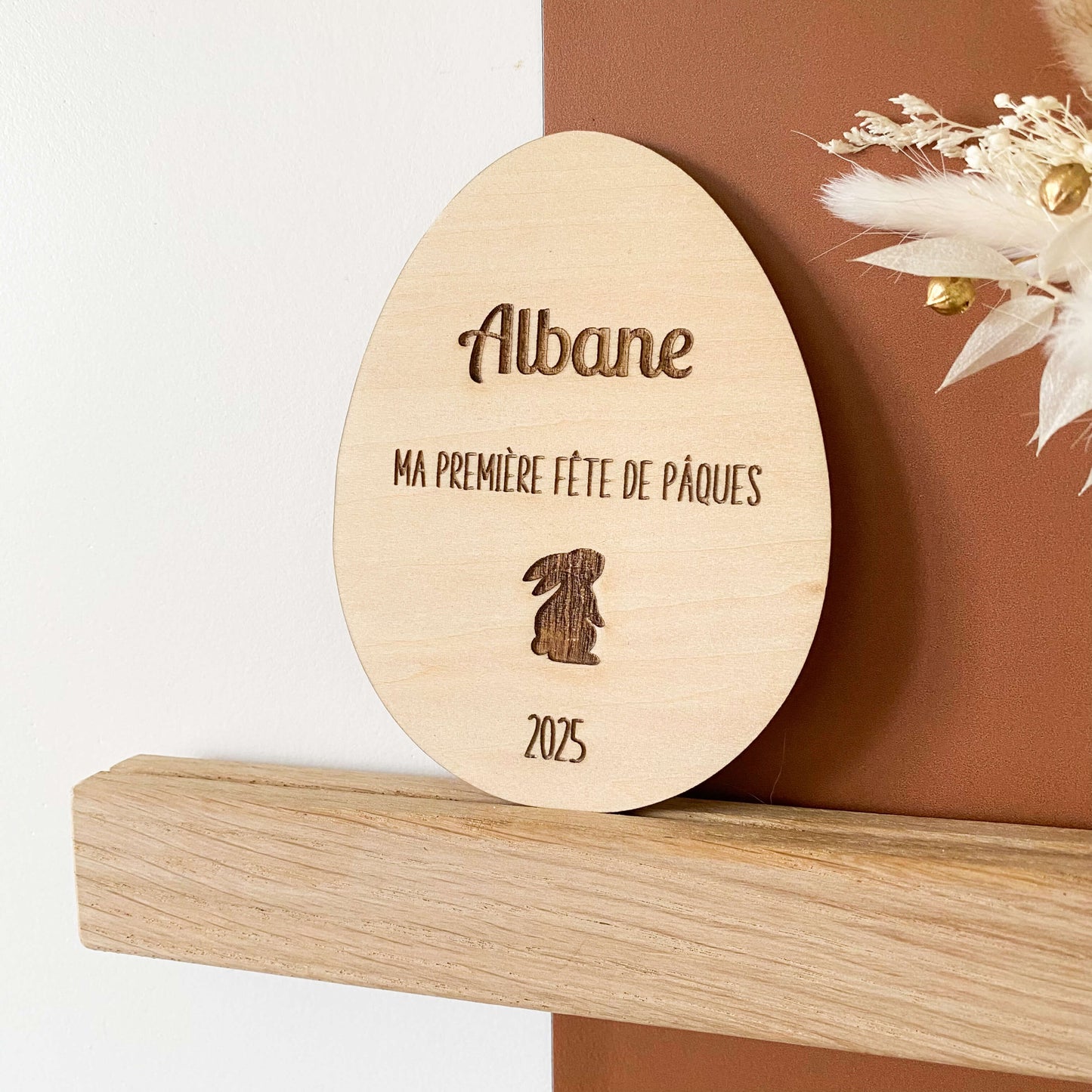 Carte étape en bois personnalisée - Ma première fête de Pâques / Ma première chasse aux oeufs