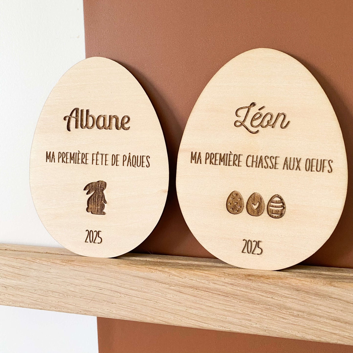 Carte étape en bois personnalisée - Ma première fête de Pâques / Ma première chasse aux oeufs