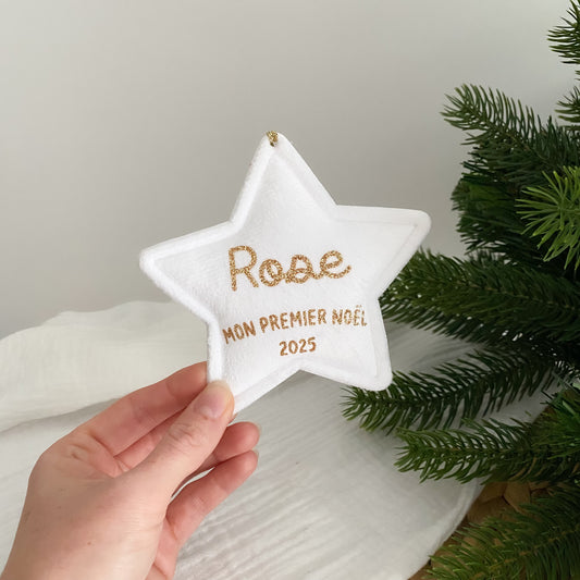 Étoile de Noël en velours personnalisée "Mon premier Noël"
