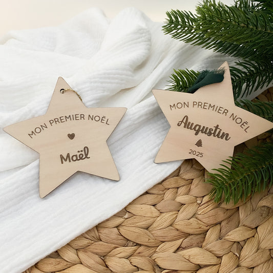 Étoile de Noël en bois personnalisée - Mon Premier Noël