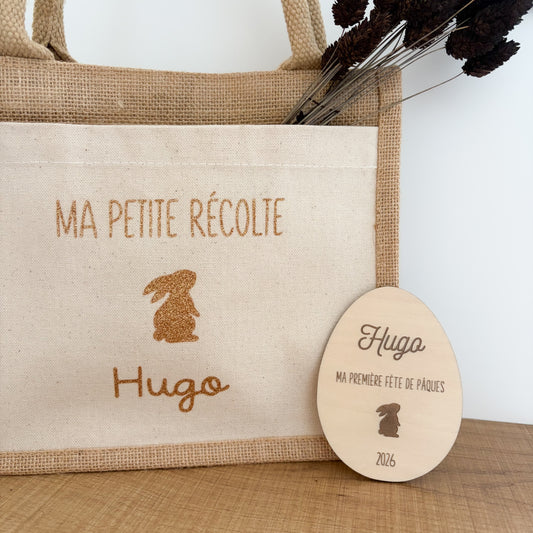 Carte étape en bois personnalisée - Ma première fête de Pâques / Ma première chasse aux oeufs