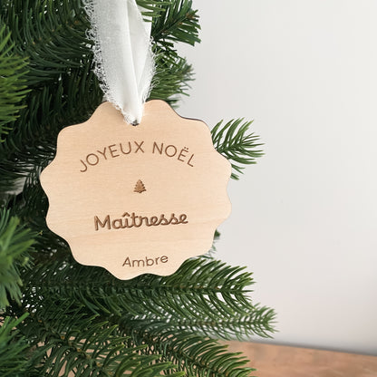Boule de Noël en bois personnalisée - Joyeux Noël