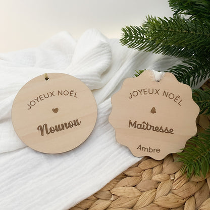 Boule de Noël en bois personnalisée - Joyeux Noël