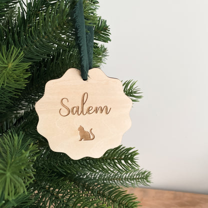 Boule de Noël en bois personnalisée - Animal de compagnie