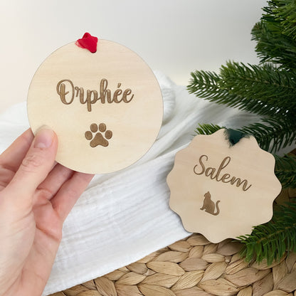 Boule de Noël en bois personnalisée - Animal de compagnie