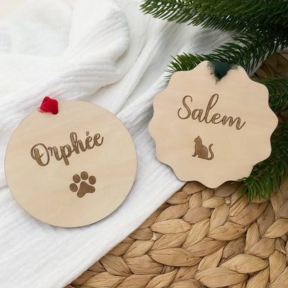Boule de Noël en bois personnalisée - Animal de compagnie