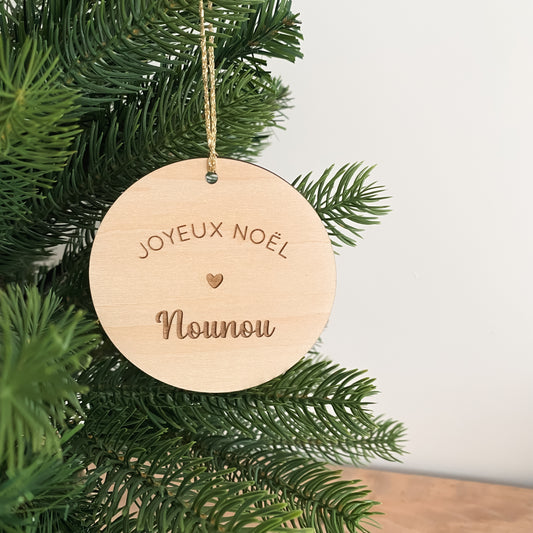 Boule de Noël en bois personnalisée - Joyeux Noël