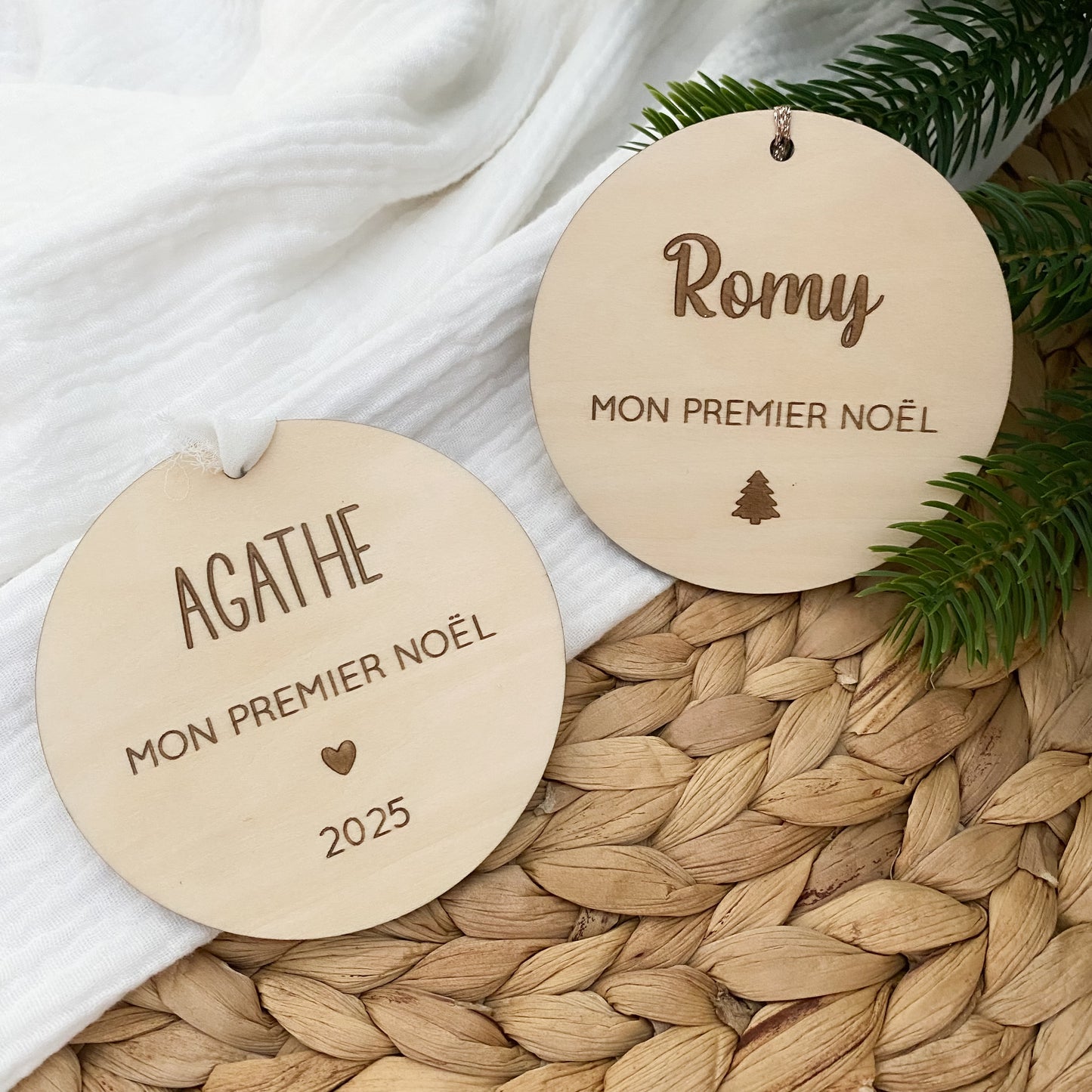 Boule de Noël en bois personnalisée - Mon premier Noël