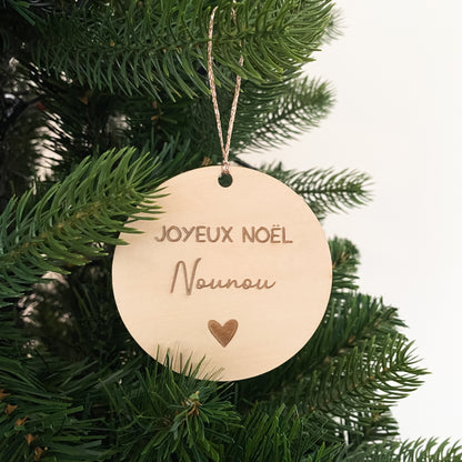 Boule de Noël en bois personnalisée "Joyeux Noël"