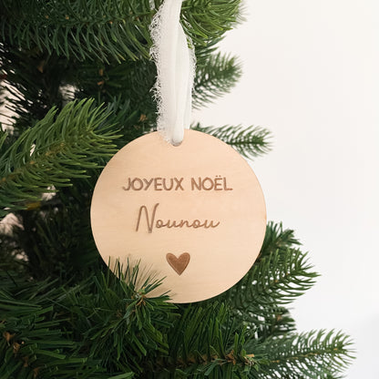 Boule de Noël en bois personnalisée "Joyeux Noël"