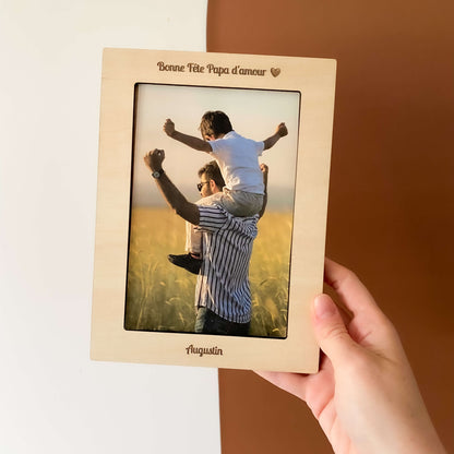 Cadre photo en bois aimanté personnalisé