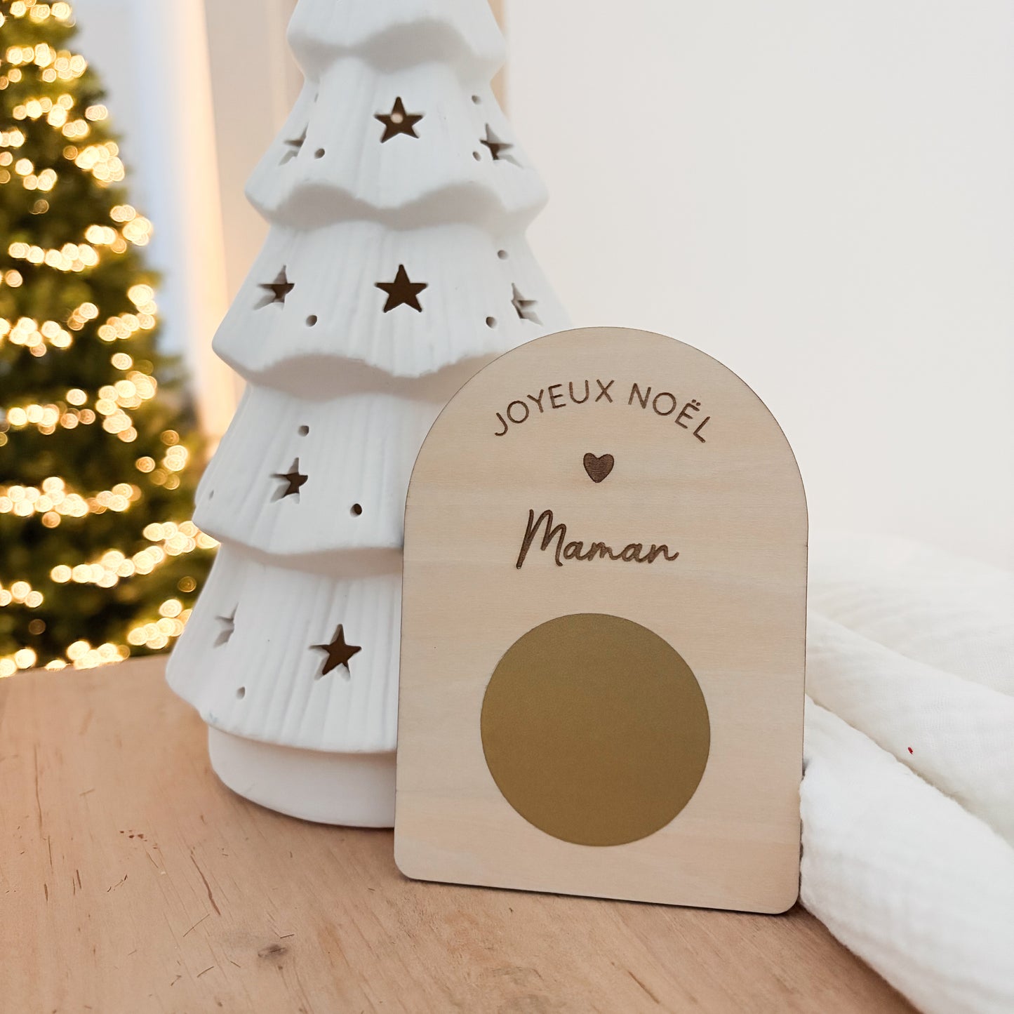 Carte à gratter en bois personnalisée - Message surprise