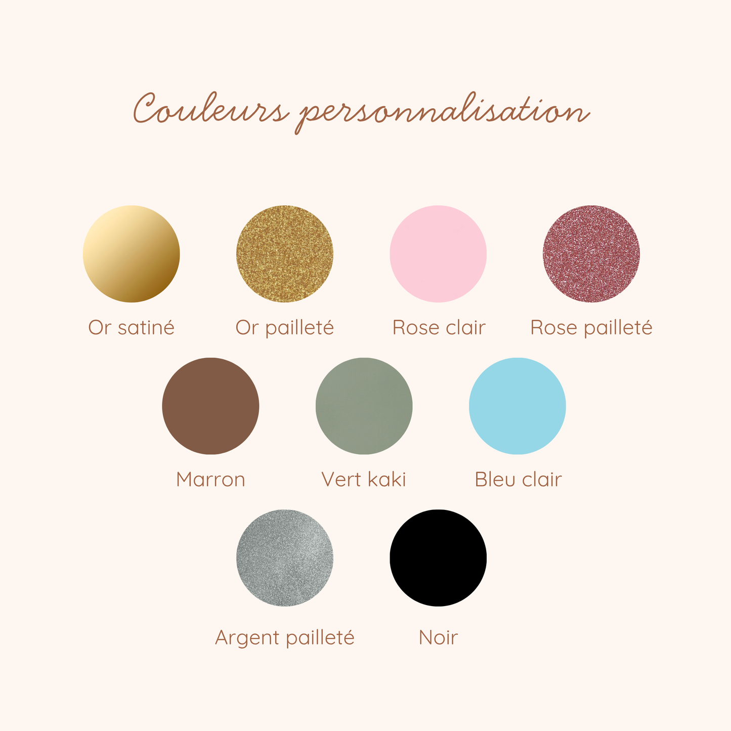 Couleurs disponibles pour personnaliser un lange de baptême en gaze de coton 