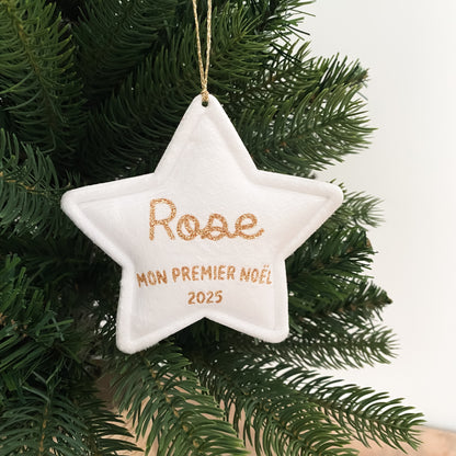 Étoile de Noël en velours personnalisée "Mon premier Noël"