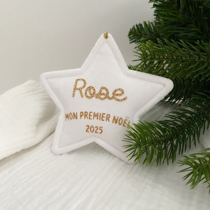Étoile de Noël en velours personnalisée "Mon premier Noël"