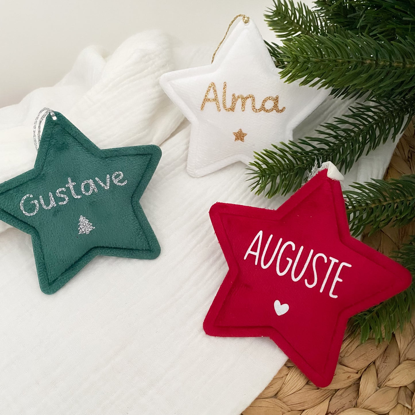 Étoile de Noël en velours personnalisée