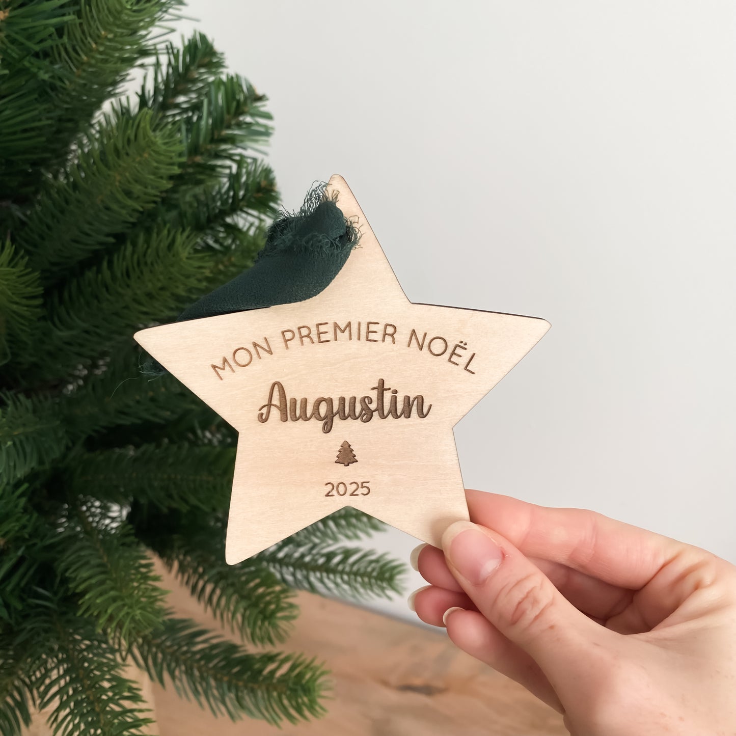 Étoile de Noël en bois personnalisée - Mon Premier Noël