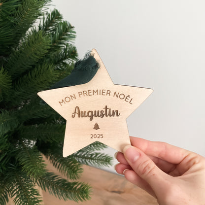 Étoile de Noël en bois personnalisée - Mon Premier Noël