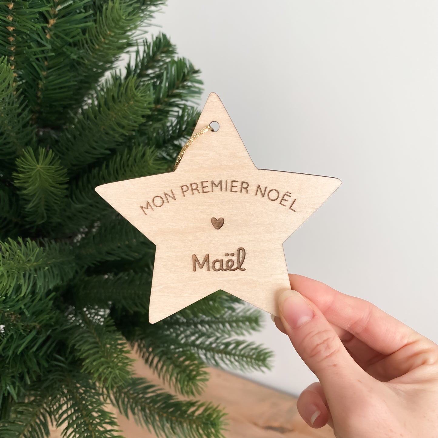 Étoile de Noël en bois personnalisée - Mon Premier Noël