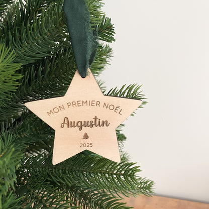 Étoile de Noël en bois personnalisée - Mon Premier Noël