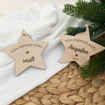 Étoile de Noël en bois personnalisée - Mon Premier Noël
