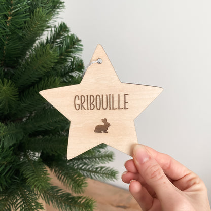Étoile de Noël en bois personnalisée - Animal de compagnie