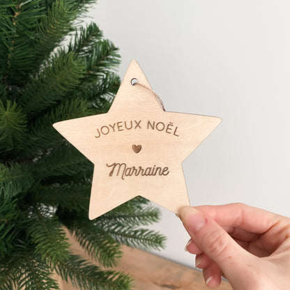 Étoile de Noël en bois personnalisée - Joyeux Noël