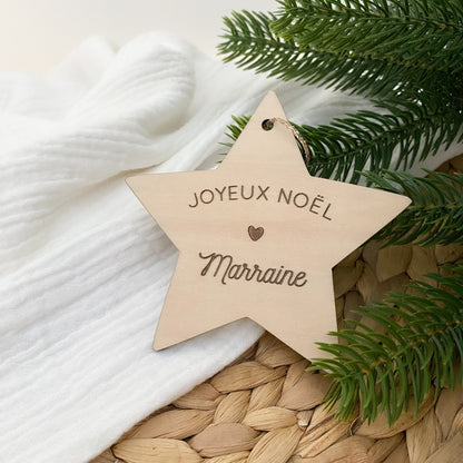 Étoile de Noël en bois personnalisée - Joyeux Noël