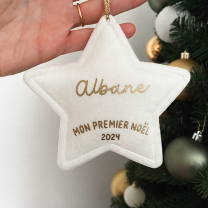 Étoile de Noël en velours personnalisée "Mon premier Noël"