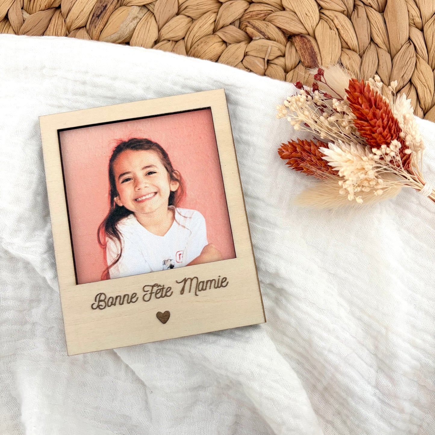 Magnet polaroïd en bois personnalisé