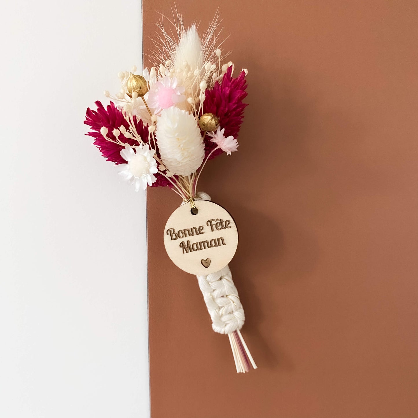Magnet bouquet de fleurs séchées "Bonne Fête Maman"