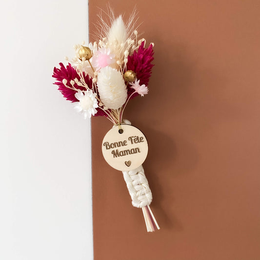 Magnet bouquet de fleurs séchées "Bonne Fête Maman"