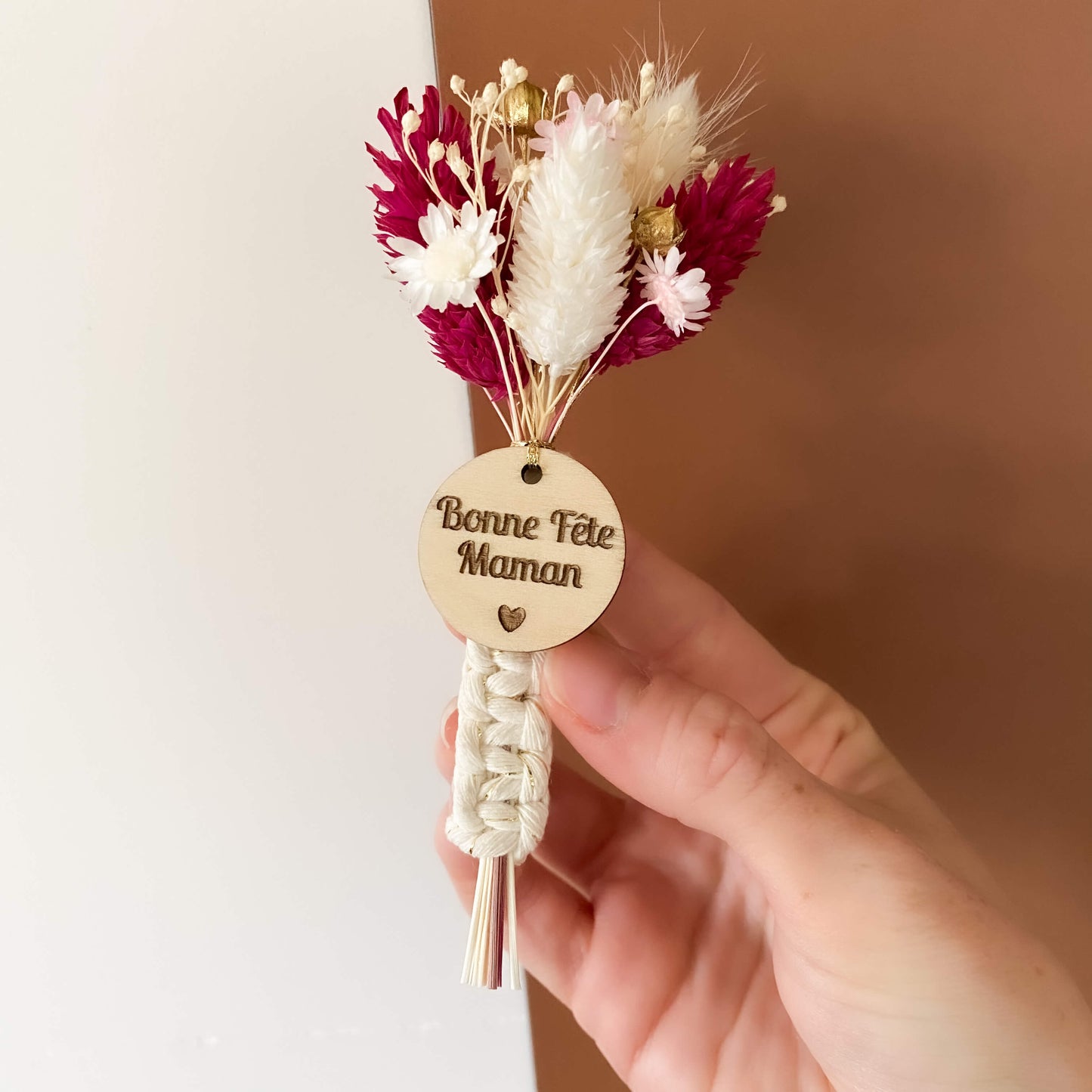 Magnet bouquet de fleurs séchées "Bonne Fête Maman"