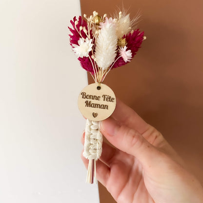 Magnet bouquet de fleurs séchées "Bonne Fête Maman"
