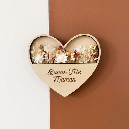 Magnet personnalisé coeur fleuri