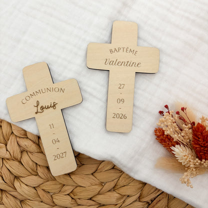 Magnet Croix en bois personnalisé