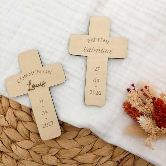 Magnet Croix en bois personnalisé