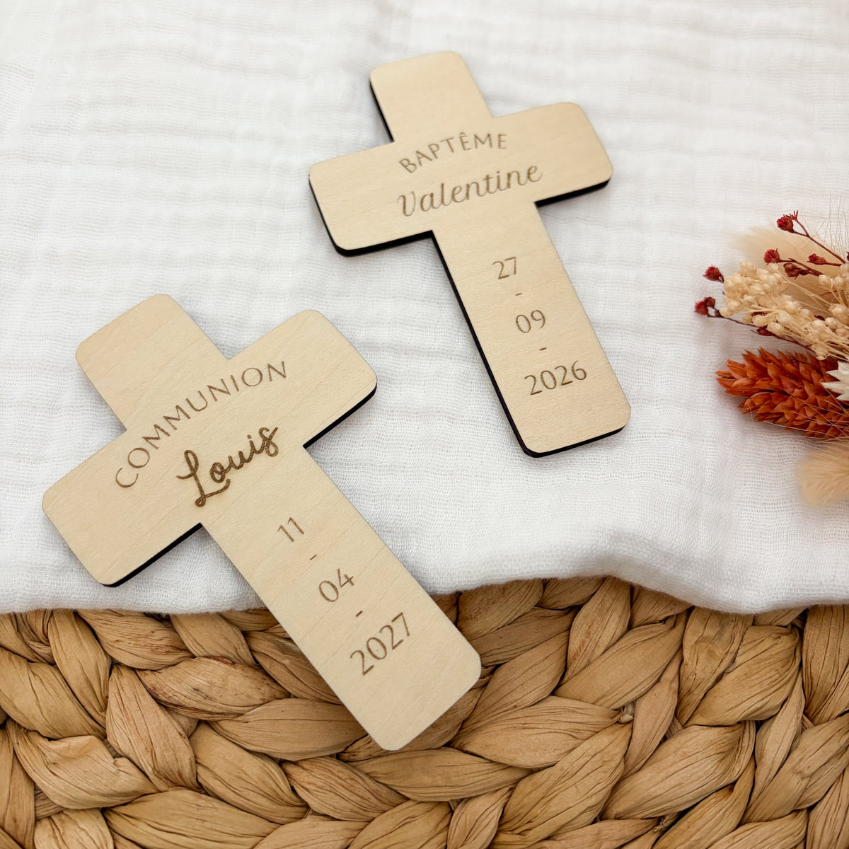Magnet Croix en bois personnalisé