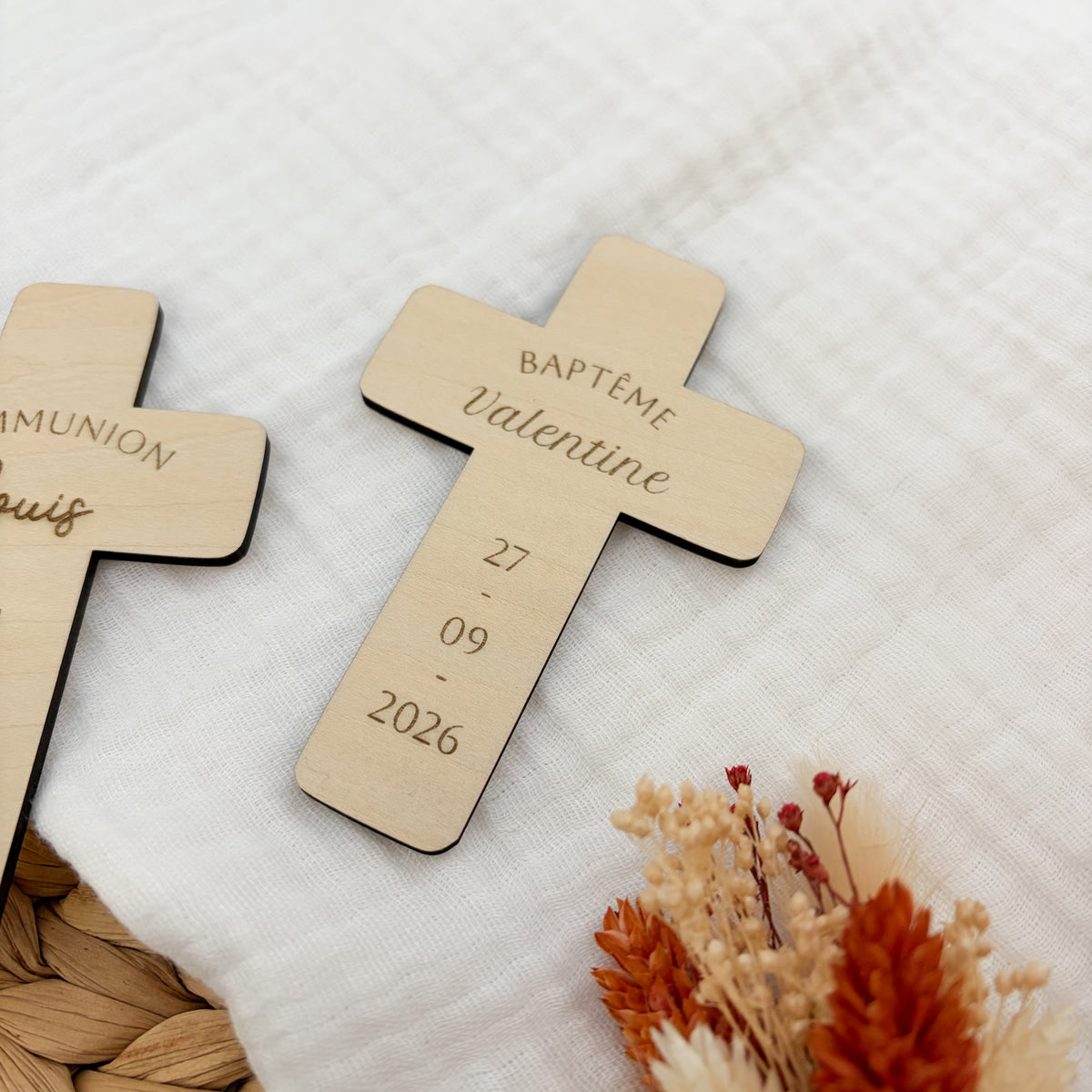 Magnet Croix en bois personnalisé