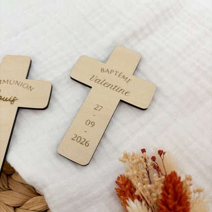 Magnet Croix en bois personnalisé