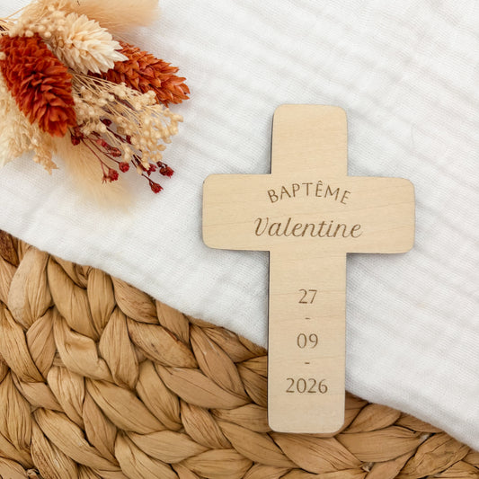 Magnet Croix en bois personnalisé