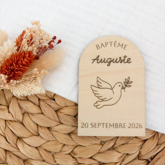 Magnet en bois personnalisé - Baptême & Communion