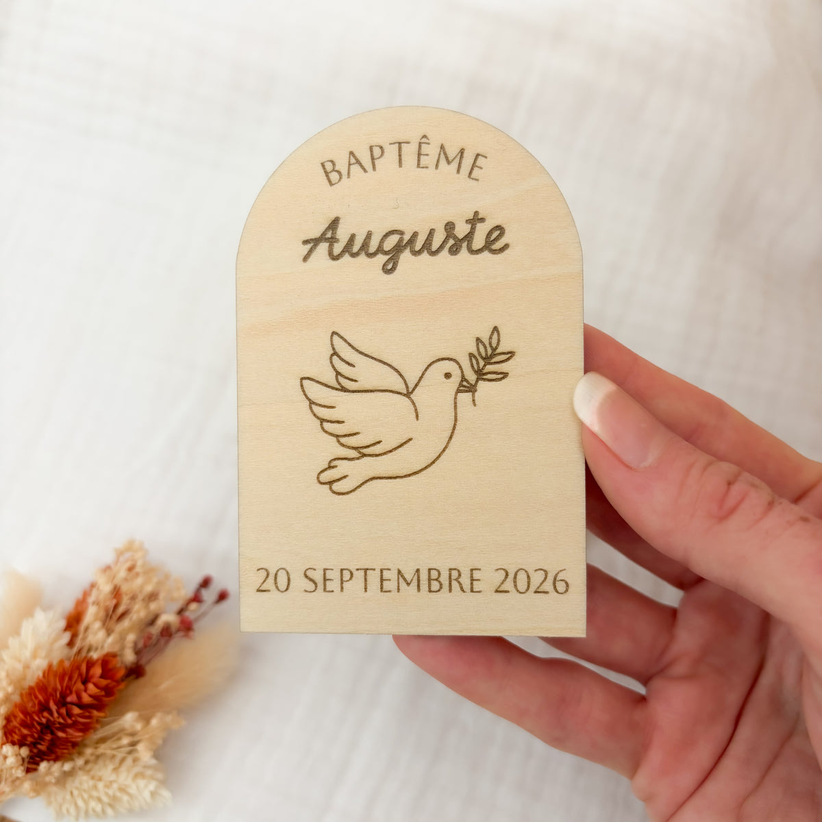 Magnet en bois personnalisé - Baptême & Communion