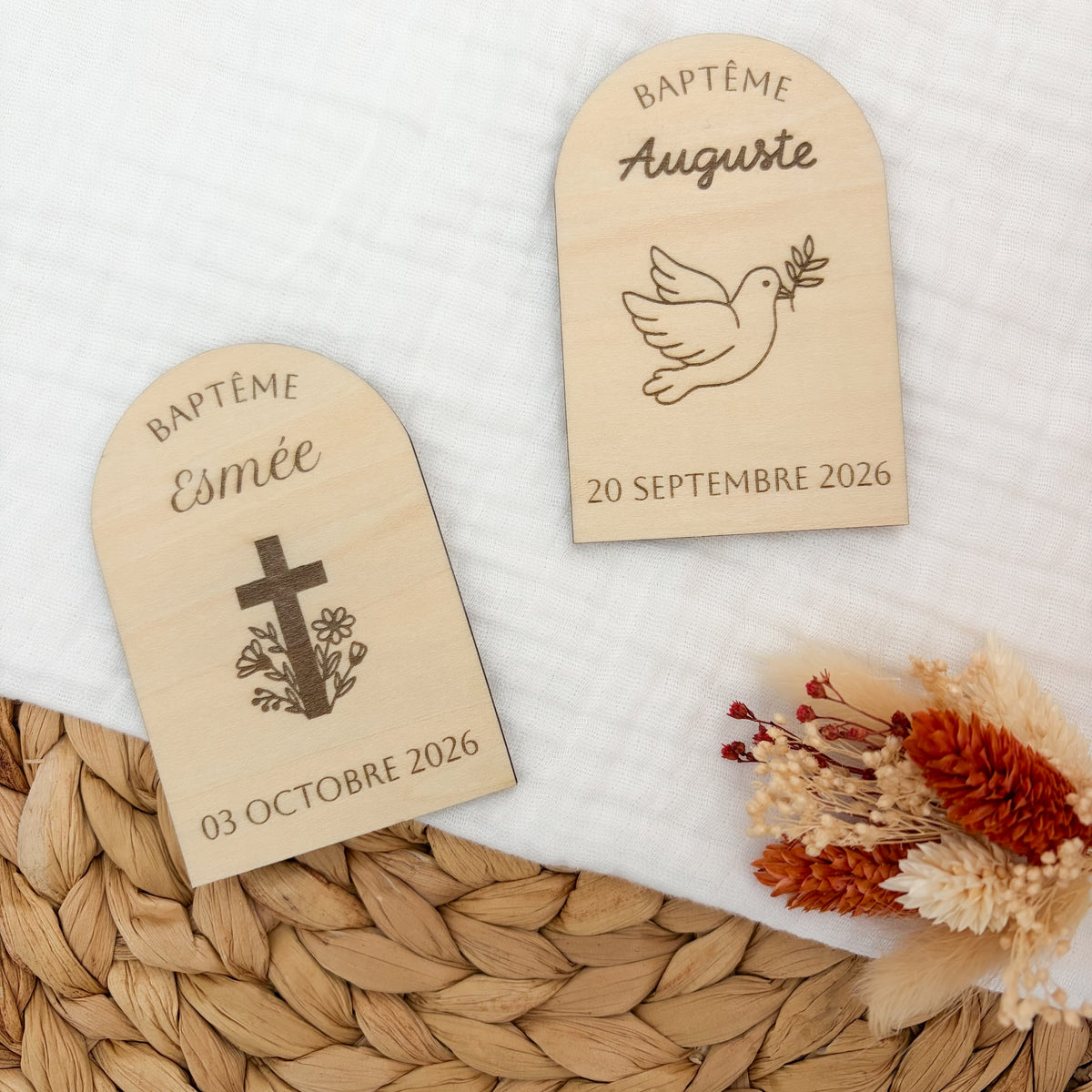 Magnet en bois personnalisé - Baptême & Communion