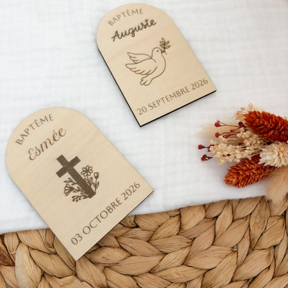 Magnet en bois personnalisé - Baptême & Communion