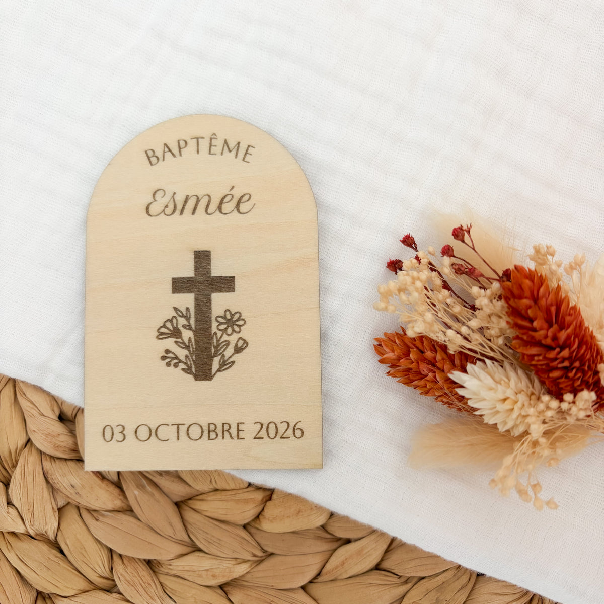 Magnet en bois personnalisé - Baptême & Communion