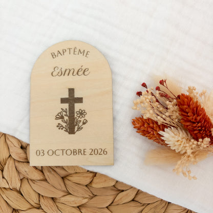 Magnet en bois personnalisé - Baptême & Communion