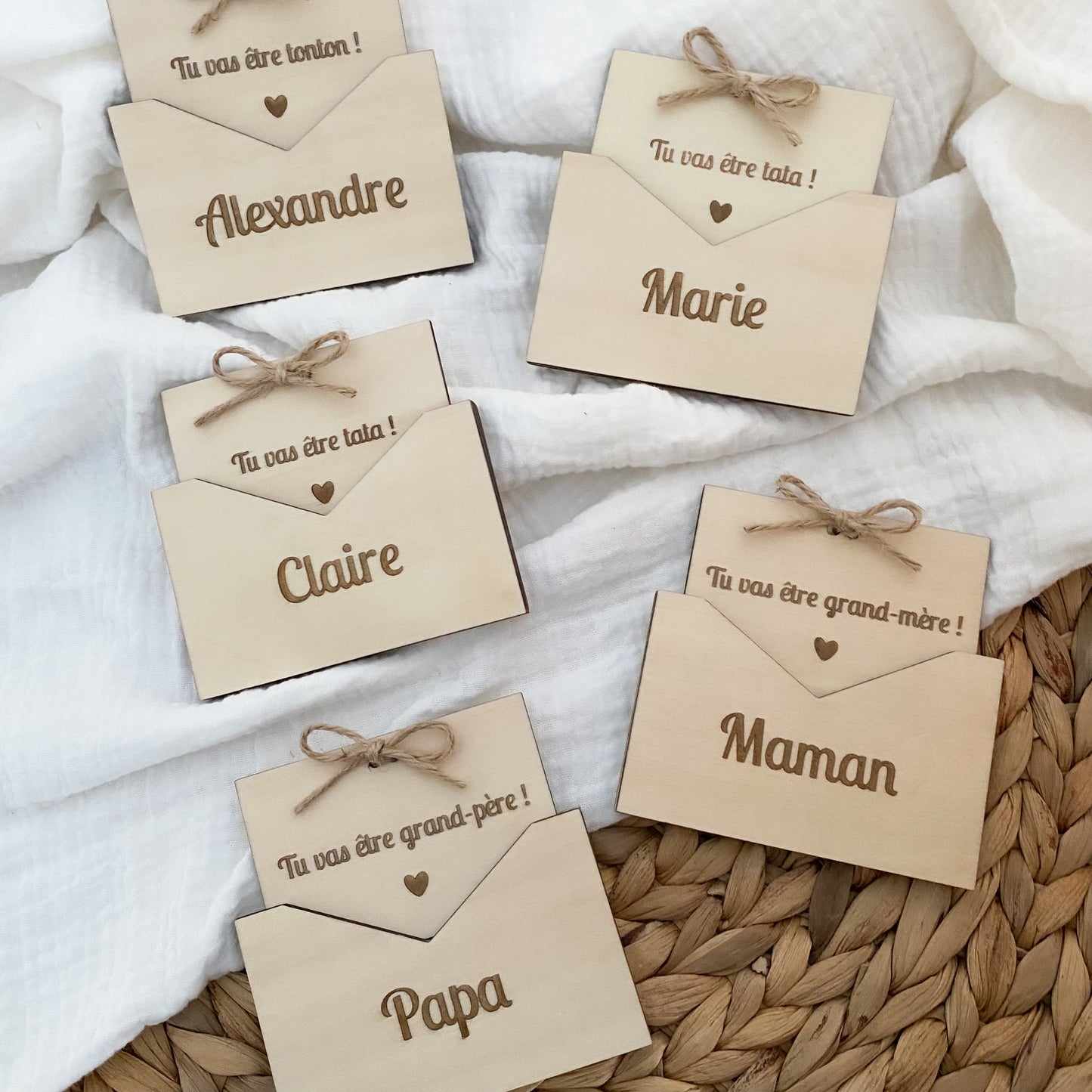 Enveloppe en bois personnalisée - Message surprise