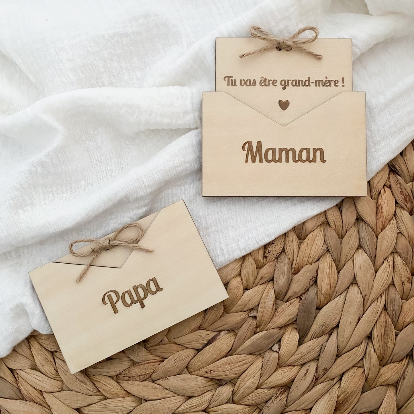Enveloppe en bois personnalisée - Message surprise